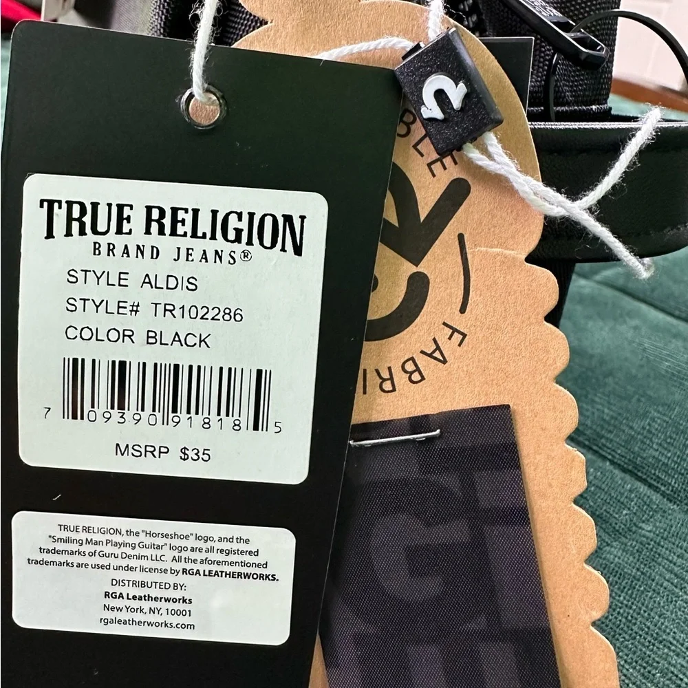 True Religion Black Belt Bag for Men